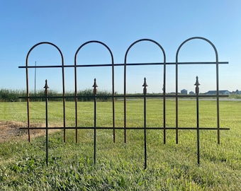Wrought Iron 26" Tall Large Hoop & SpeaGarden Fence – Rustic Metal Landscape Edging