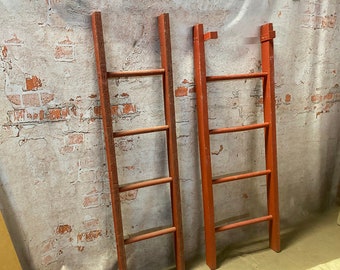 altijd pastel gas Antique Vintage Rusty Red Wooden Tall 4 Rung Ladders Rustic - Etsy Denmark