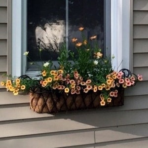 36" Window Box Wall Mount Planter - Outdoor Patio Metal Basket Container - Sturdy Rustic Pot Holder Garden Planter Deck Windowbox