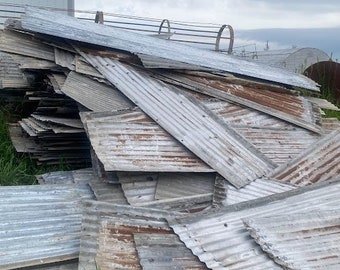 Barn Tin Corrugated Metal - Reclaimed Salvage Primitive Rustic Architectural - Roof Galvanized Sheets - Primitive Farmhouse Kitchen Bar Bath