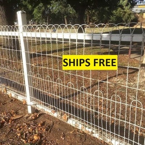 25&#39; x 3&#39; Galvanized Loop Top Woven Wire Old Fashioned Cottage Yard Fence, Home Garden Rabbit Roll Fencing Antique Ornamental Metal Cemetery