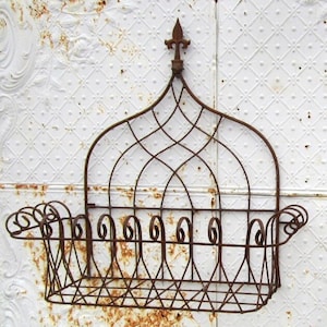 Wrought Iron 27&quot; Tuscan Wall Basket - Outdoor Patio Metal Flower Basket Container - Sturdy Rustic Pot Holder - Steel Vintage Garden Planter