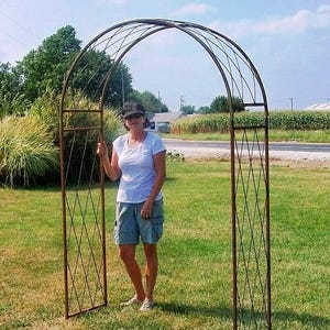 Wrought Iron Criss Cross Garden Arbor – Metal Floral Support, Wedding Design