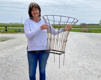 Lg Wrought Iron Cone Topiary Peony Support - Tomato Cage Flower Trellis