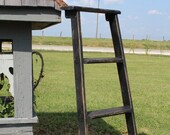 Vintage Wooden 4 Step Ladder Shelf - Wood Display 46 quot tall - Antique Rustic Color - Quilt Or Plant Stand - DIY Farmhouse Project