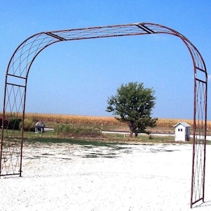 BIG 10 ft. Wide Wrought Iron Driveway Arbor - Rustic Metal Archway - Climbing Flower Arch - Cottage Garden Style Trellis - Landscape Design