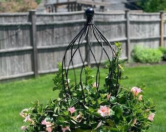 Wrought Iron 27&quot; Beatrice Ball Topiary Flower Trellis,  Metal Plant Climber, Vegetable Garden Wire, Rustic Yard Sculpture , Round Trellis
