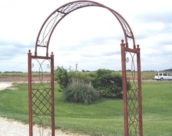 Rustic Wrought Iron Skyview  Garden Arbor – Climbing Plant Trellis, Metal Archway (61x95x23)