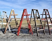 Display Wooden Ladder 5 Steps High - Primitive Antique Stand - Rustic Country Decor