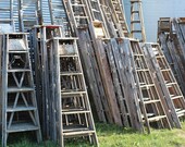6 Steps Antique Wood Ladder - Primitive Shelf 68 quot tall - Vintage Surface or Country Color