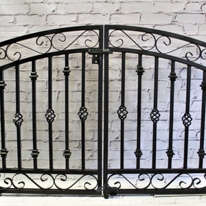 Center Divide Entrance 36 t x 60 w Donovan Wrought Iron Gate Great For Fencing Yards and Decks Curls And Spins Antique Style image 2