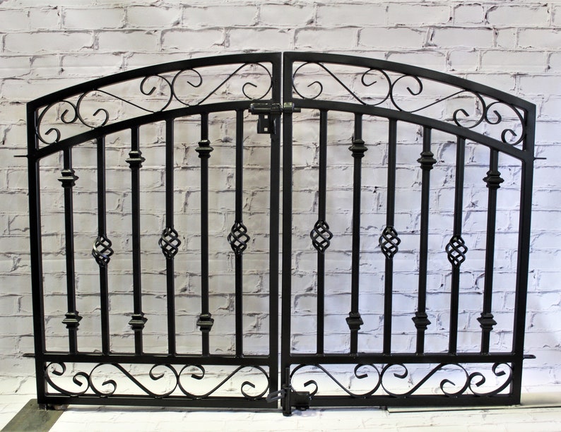 Center Divide Entrance 36 t x 60 w Donovan Wrought Iron Gate Great For Fencing Yards and Decks Curls And Spins Antique Style image 2