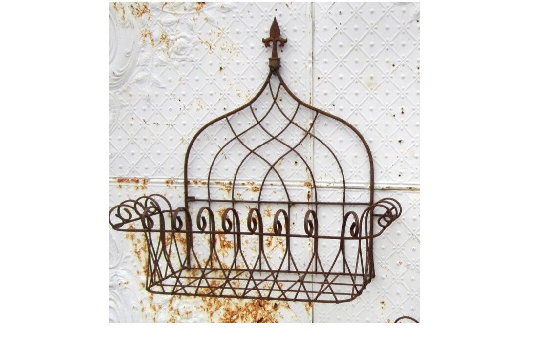 Wrought Iron 25 Tuscan Wall Basket Outdoor Patio Metal Etsy