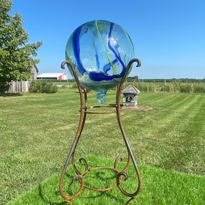25.5&quot; Wrought Iron  Plant  Stand Outdoor Patio Decor - Metal Flower Ivy Basket Container -  Rustic Fern Pot Holder- Gazing Ball Holder Art