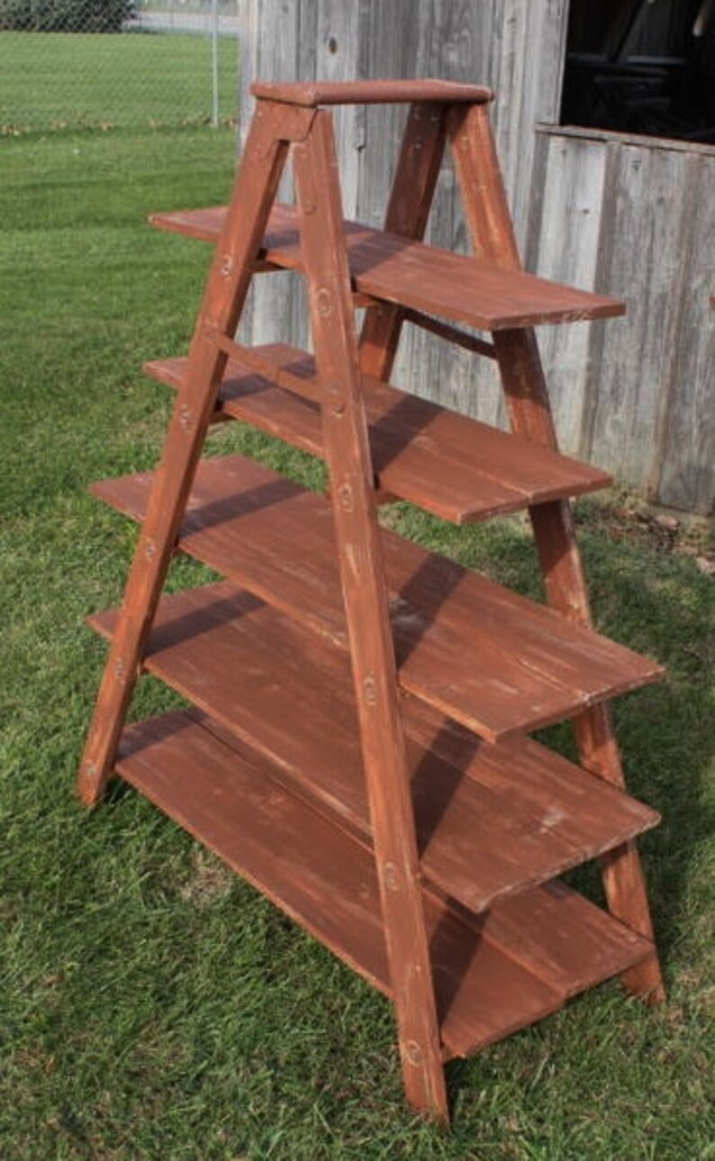 Double 6 Step Ladder Shelf Frame We Will Paint Stain Or Etsy