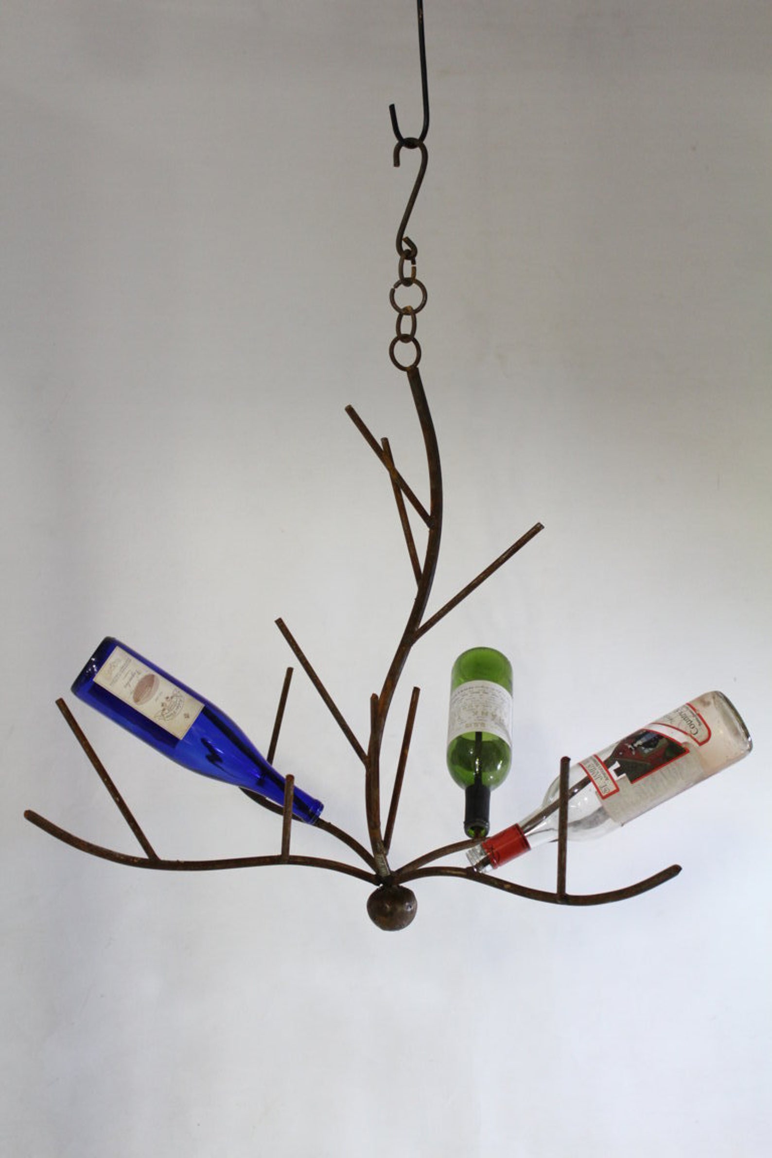 Wrought Iron Hanging Bottle Tree Rustic Metal Branch for Etsy