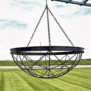30" Metal Jupiter Hanging Flower Planter – Rustic Outdoor Garden Basket