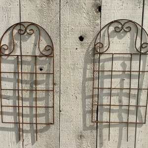 QTY 2 - Wrought Iron 31&quot; Round Top Trellis Garden Support - Metal Climbing Vine Structure, Wrought Iron Yard Art Decoration