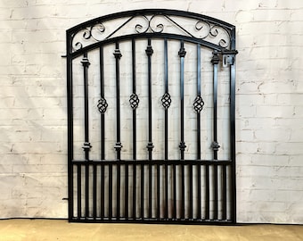 Handmade 48"t x 42"w Donovan Gateway Puppy Pickets - Antique Style Entrance Gate -  Wrought Iron Yard Entry - Ornamental Landscape Design