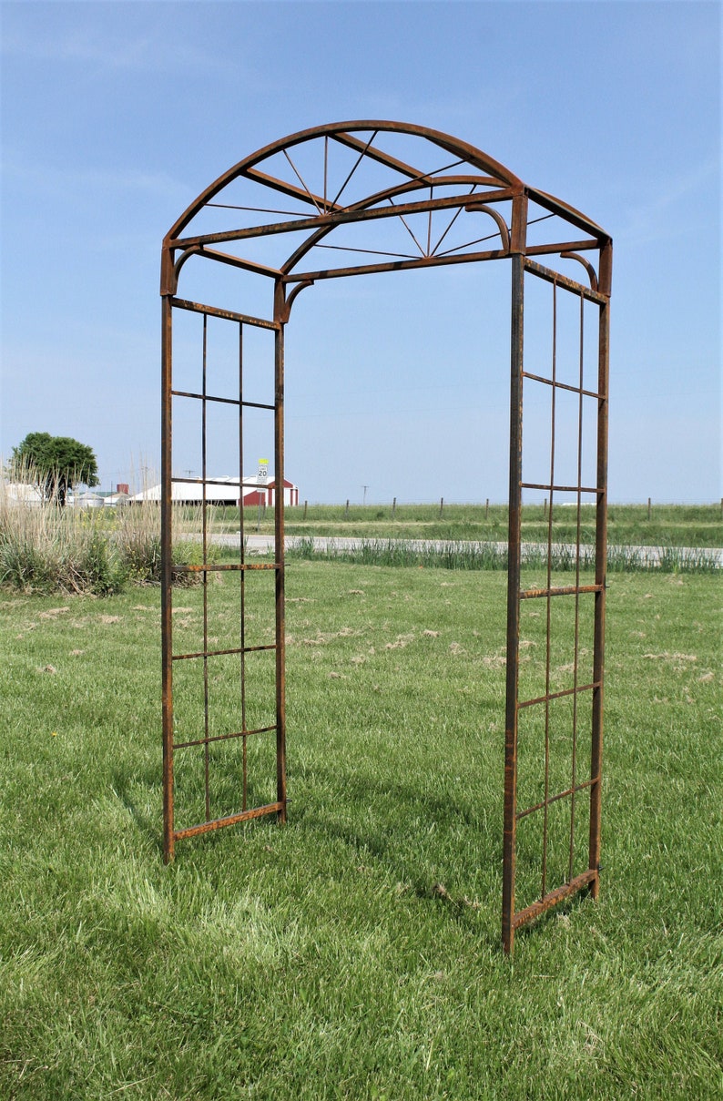 Sunburst Wrought Iron Arbor Flower Garden Arch Rustic Etsy