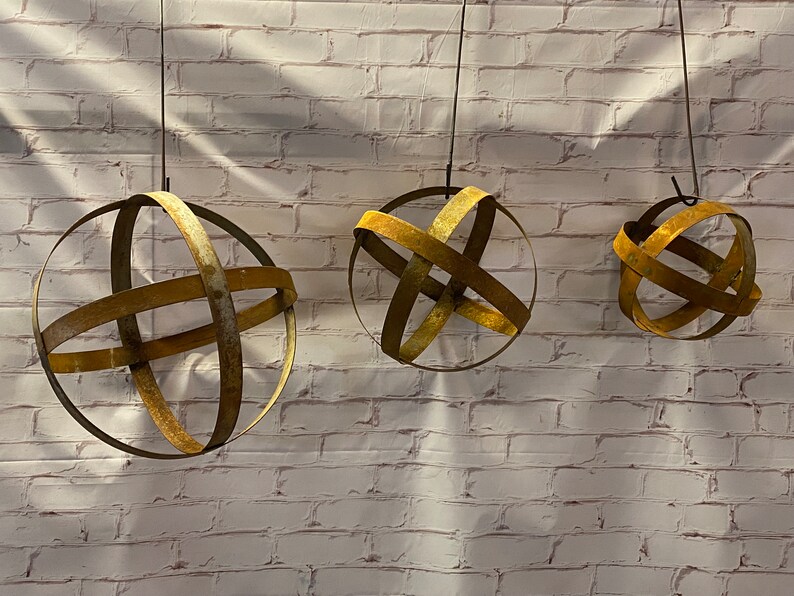 Wrought Iron Garden Sphere – Rustic Band Metal Plant Trellis, Yard Art ...