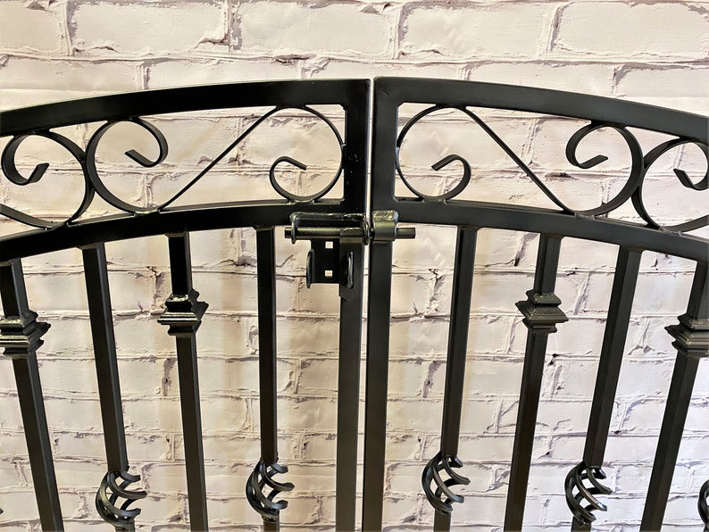 Center Divide Entrance 36 t x 60 w Donovan Wrought Iron Gate Great For Fencing Yards and Decks Curls And Spins Antique Style image 4