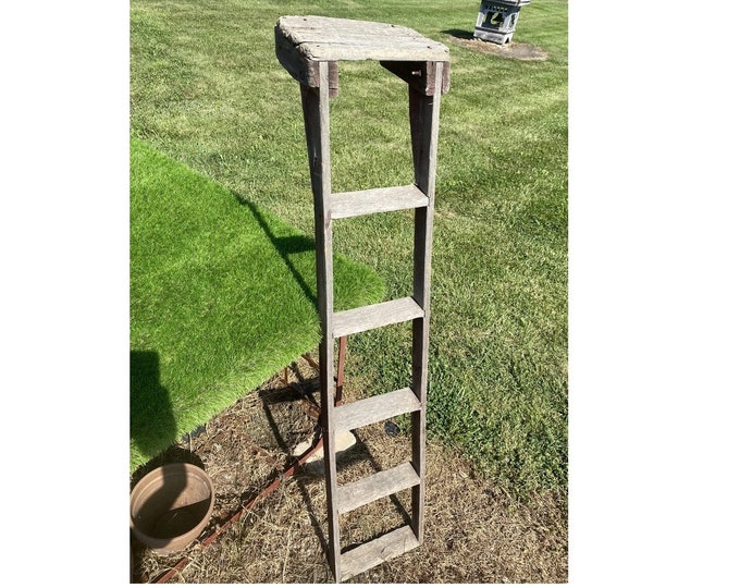 Vintage Wooden 6 Step Ladder Shelf 60 Country Display Shelving ...