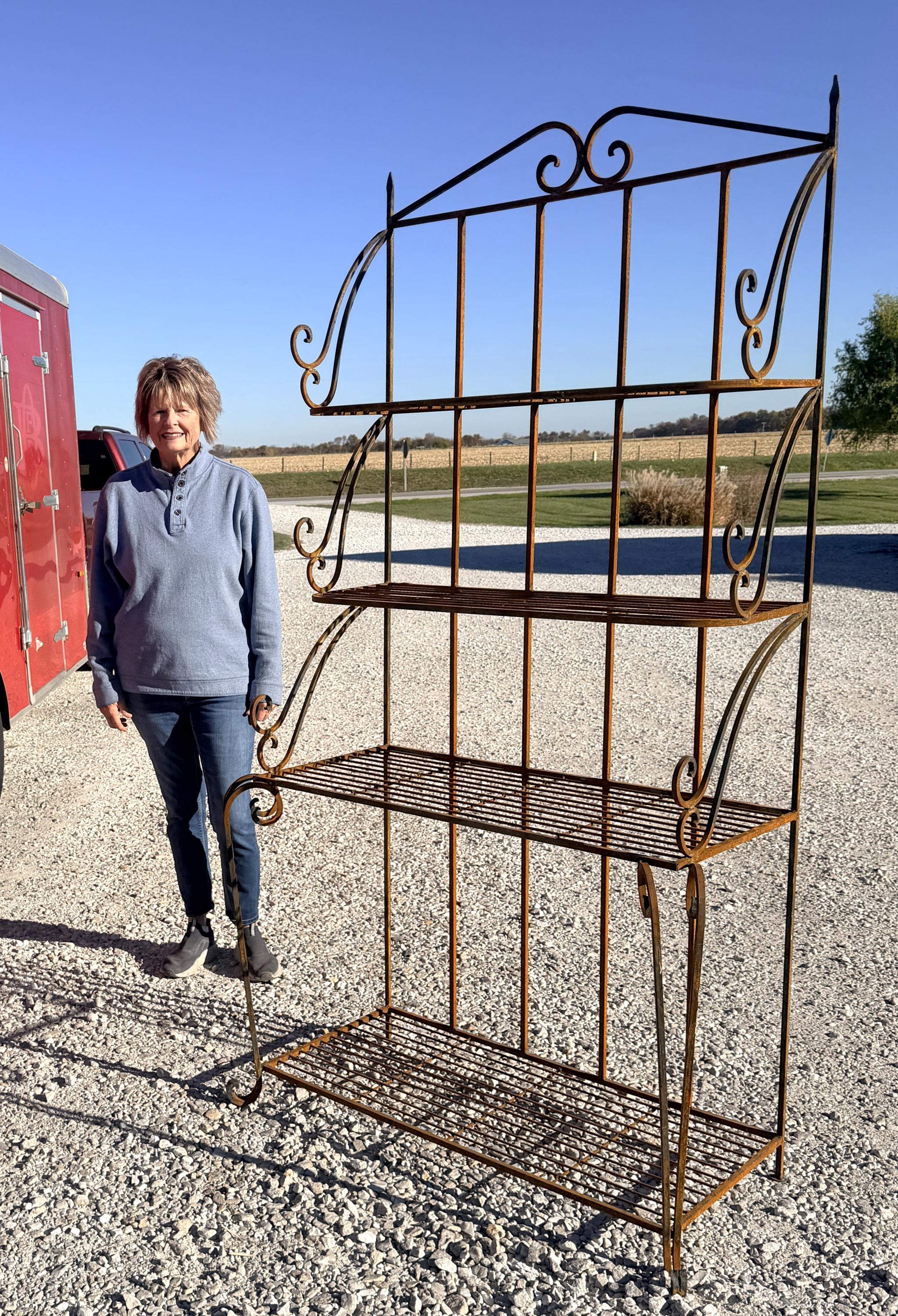 Plant Stand Outdoor Bakers Rack With Cabinet Repurposed Baker's Rack In  Flower Garden