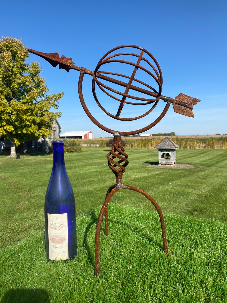 Wrought Iron Sundial Obelisk Metal Yard Decoration Lawn Etsy