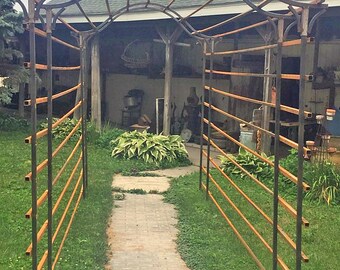 Large Patterson Garden Pergola | Steel Garden Arbor for Climbing Roses & Vines | Heavy Duty Outdoor Garden Arch | 11ft Long