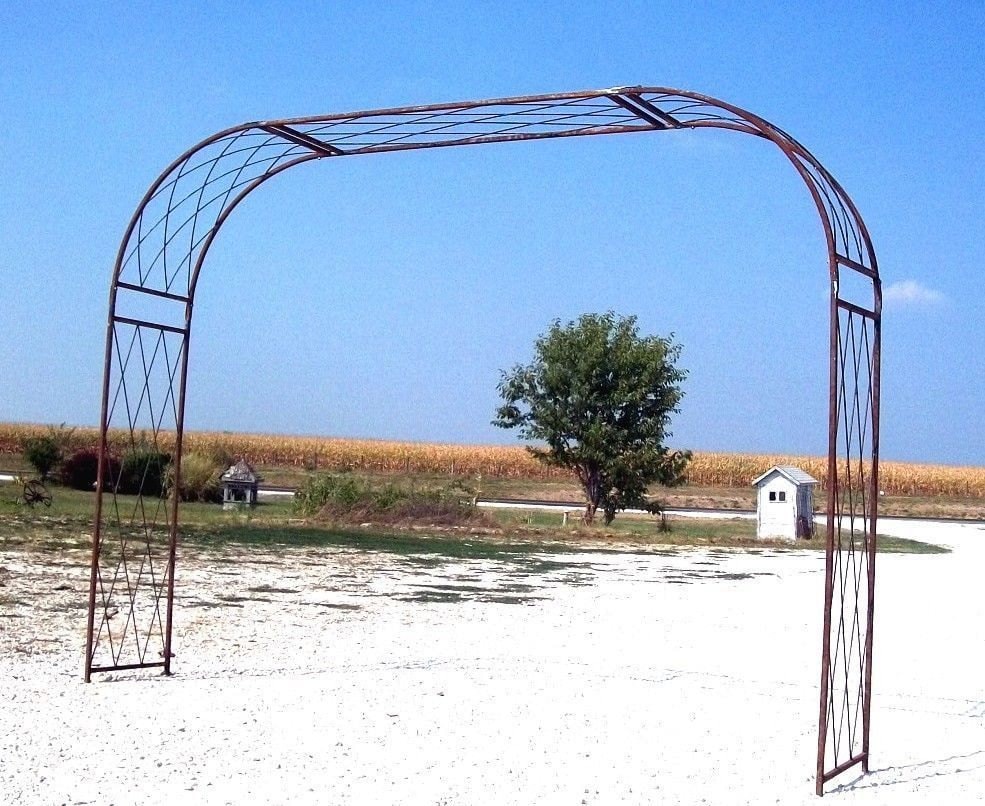 Iron Driveway Vine Arbor Trellis Pre-Tariff Inventory Stock - BIG 10 ft. Wide - Rustic Metal Archway - Climbing Flower Arch - Landscape