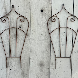 QTY 2 - Wrought Iron 30&quot; Gothic Trellis Garden Support - Metal Climbing Vine Structure, Wrought Iron Yard Art Decoration
