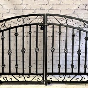 Center Divide Entrance 36 t x 60 w Donovan Wrought Iron Gate Great For Fencing Yards and Decks Curls And Spins Antique Style image 3