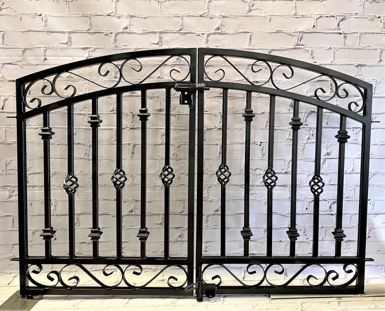 Center Divide Entrance 36 t x 60 w Donovan Wrought Iron Gate Great For Fencing Yards and Decks Curls And Spins Antique Style image 3