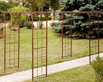 81in Tall Mission Garden Pergola | Adjustable Wrought Iron Pergola Gazebo 65in Wide