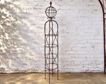 Wrought Iron 65" Mystic Topiary Trellis, Rustic Garden Plant Climber (65 inch)