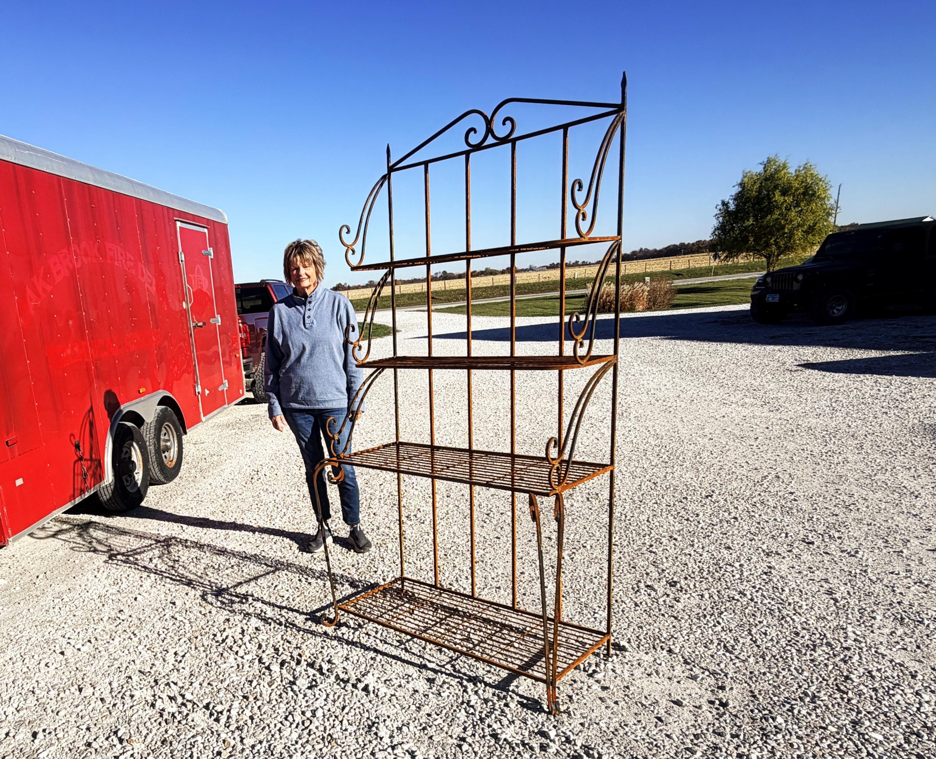 Wrought Iron Bakers Rack Shelving – 4-tier Large Rustic Metal