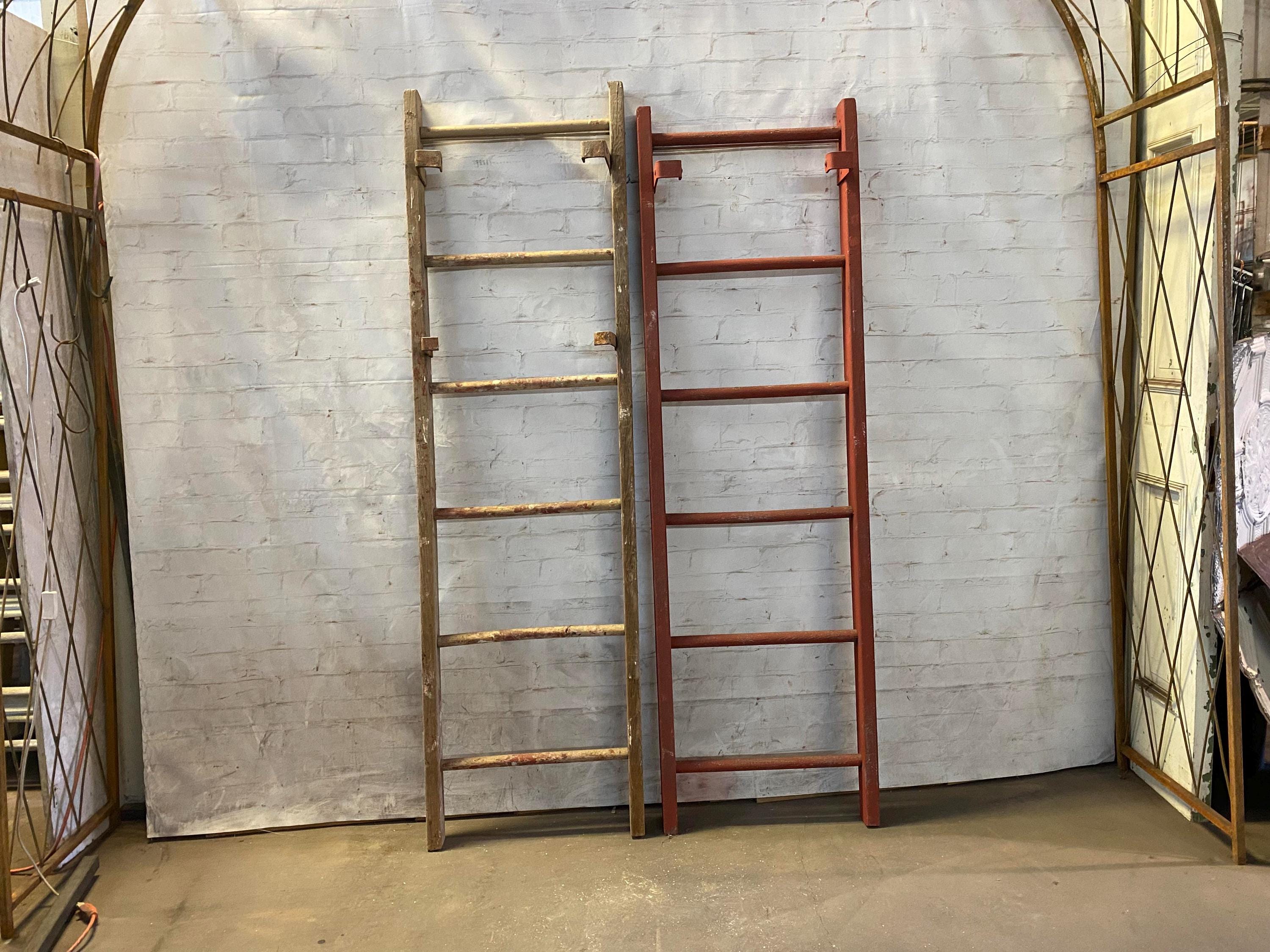 Antique Vintage Wooden 6 Rung Ladders - Rustic Shelf - Primitive