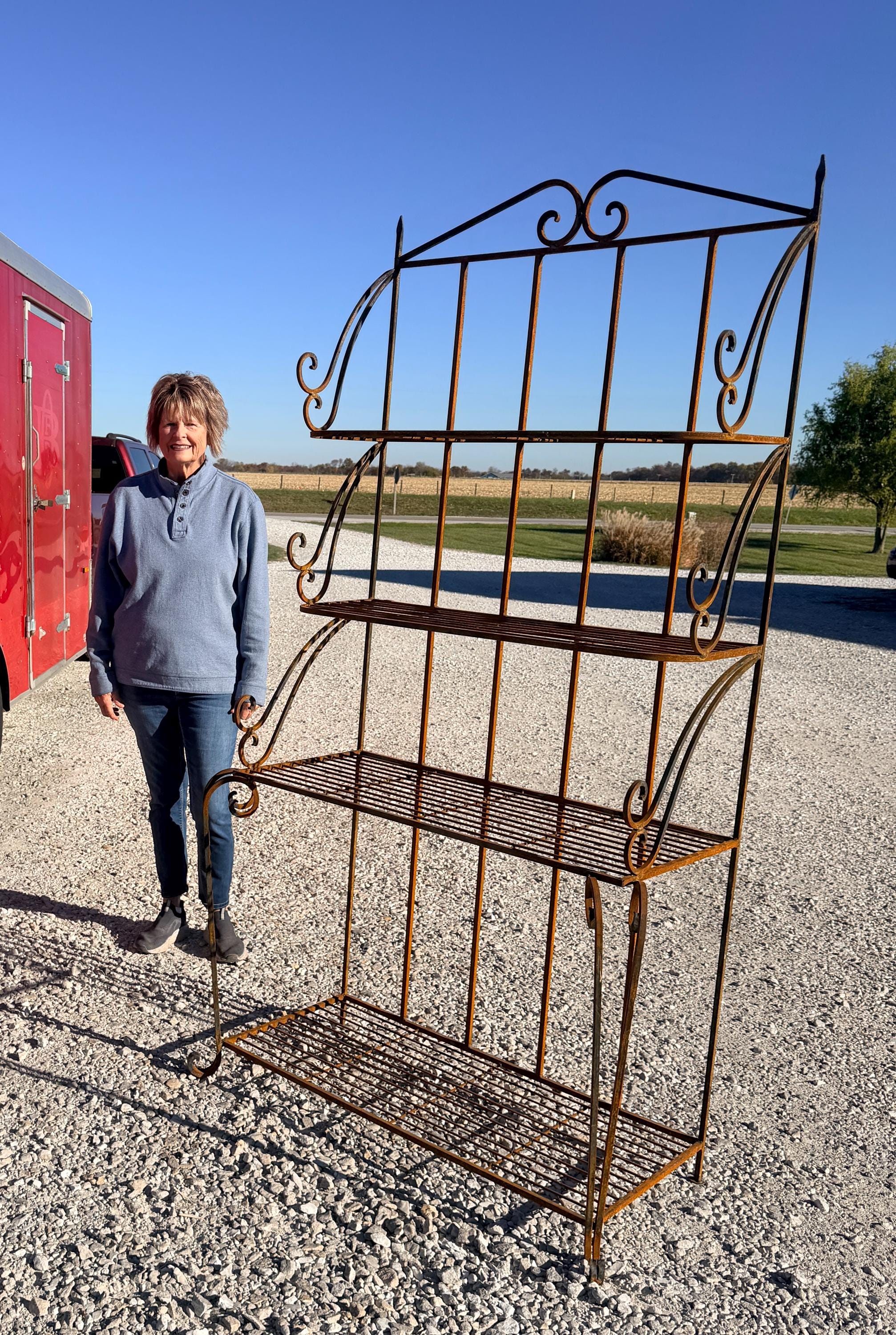 Wrought Iron Bakers Rack Shelving – 4-tier Large Rustic Metal
