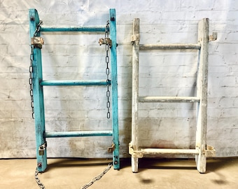 3 Rung Antique Ladder Pot Rack – Rustic Country Kitchen Storage