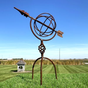 Wrought Iron  Sundial -  Obelisk - Metal Yard Decoration - Lawn Art - Focal Point - Garden Decor - Plant or Flower  Support