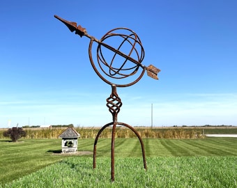 Wrought Iron  Sundial -  Obelisk - Metal Yard Decoration - Lawn Art - Focal Point - Garden Decor - Plant or Flower  Support