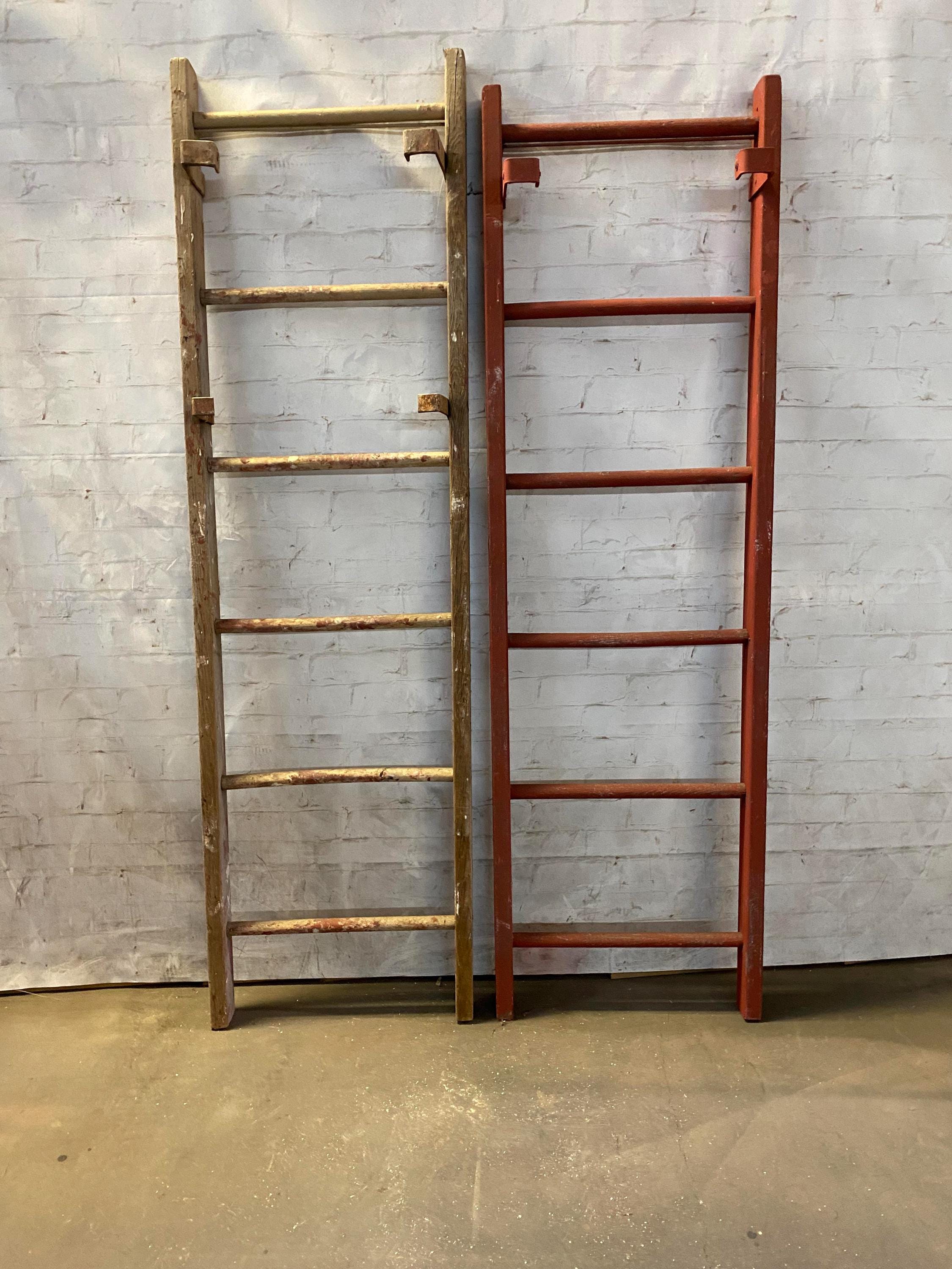 Antique Vintage Wooden 6 Rung Ladders - Rustic Shelf - Primitive