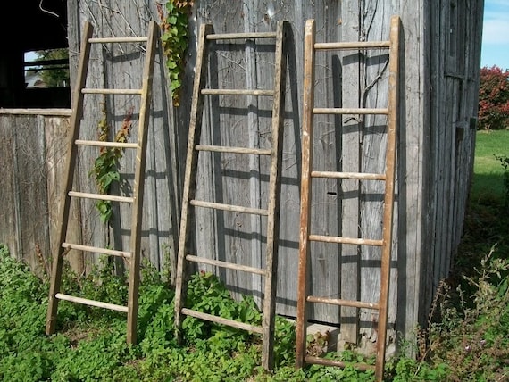 アンティーク雑貨 ladder Vintage Wooden Ladder Painters Shabby Shiic Decor 5 Step 69