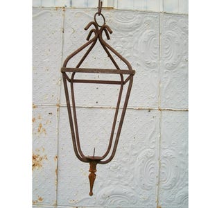 Wrought Iron Hanging Lantern – Rustic Metal Candelabra, Indoor Outdoor Lighting (22 Inch)