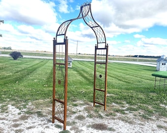 Wrought Iron Cross Medallion Flower Garden Arbor – Wedding Arch, Vine Support