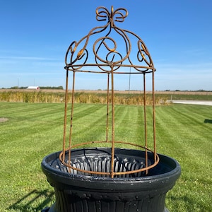 Wrought Iron 23&quot; Medium Jess Topiary Flower Trellis,  Metal Plant Climber, Vegetable Garden Wire, Rustic Yard Sculpture , Round Trellis