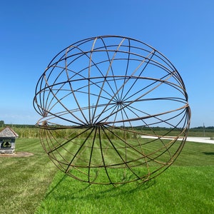 Wrought Iron 36" Garden Sphere, Rustic Plant Trellis, Lawn Art
