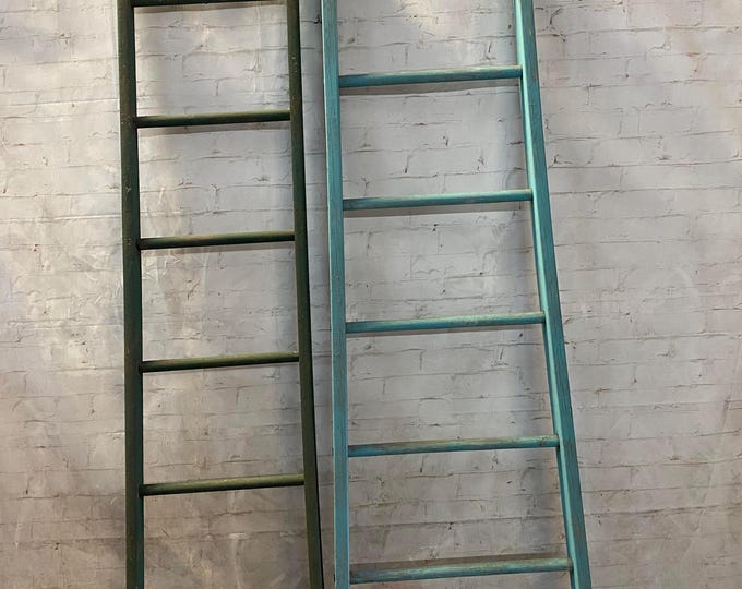 Ladder Rung Shelf Antique Vintage Wooden 6 Rung Ladders - Rustic Shelf - Primitive ...