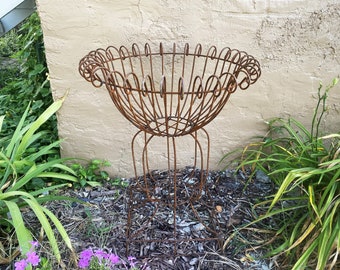 Wrought Iron Lg Jacqueline Plant Stand- Outdoor Patio Decor Metal Flower Basket Container -  Rustic Pot Holder- Garden Tall Planter